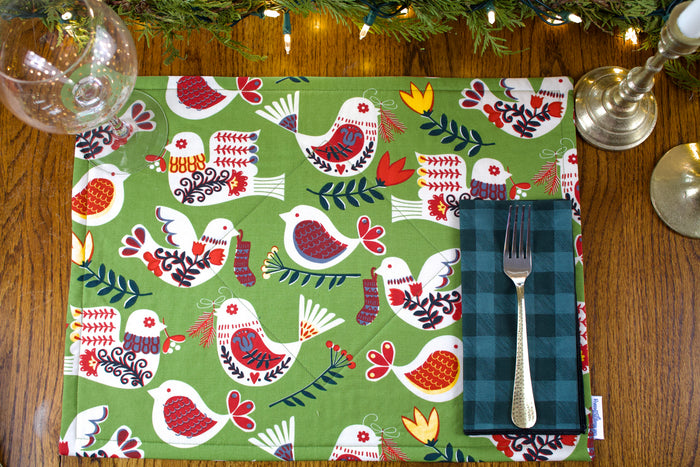 Scandi Partridge and Plaid Placemats