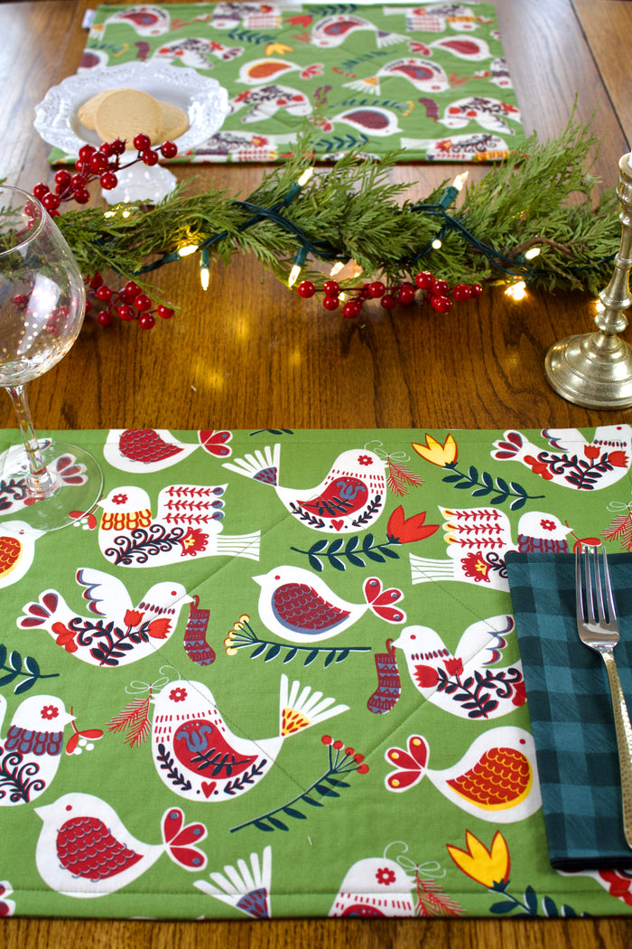 Scandi Partridge and Plaid Placemats