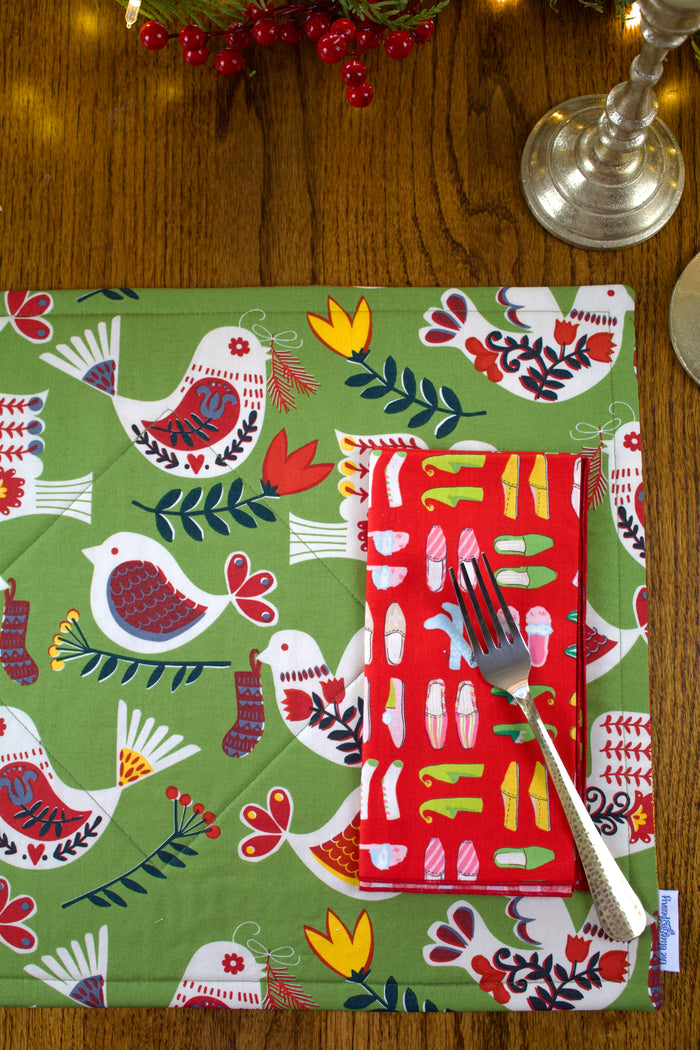 Scandi Partridge and Plaid Placemats