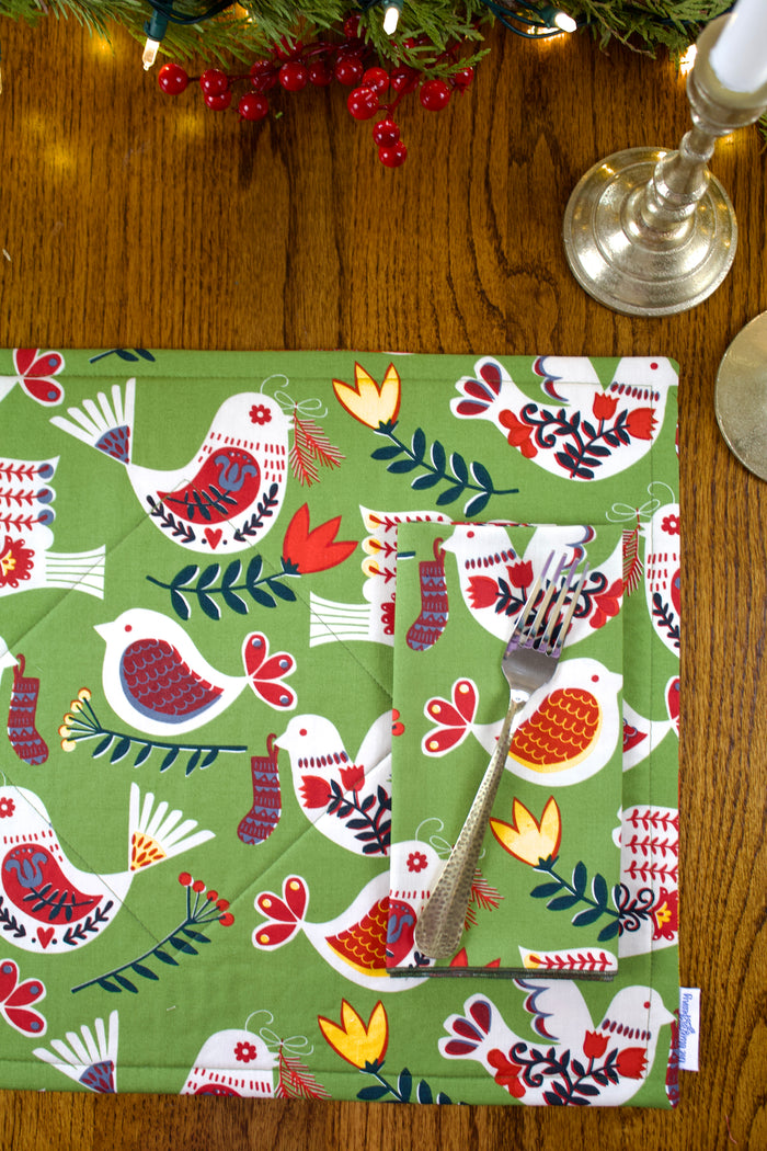 Scandi Partridge and Plaid Placemats