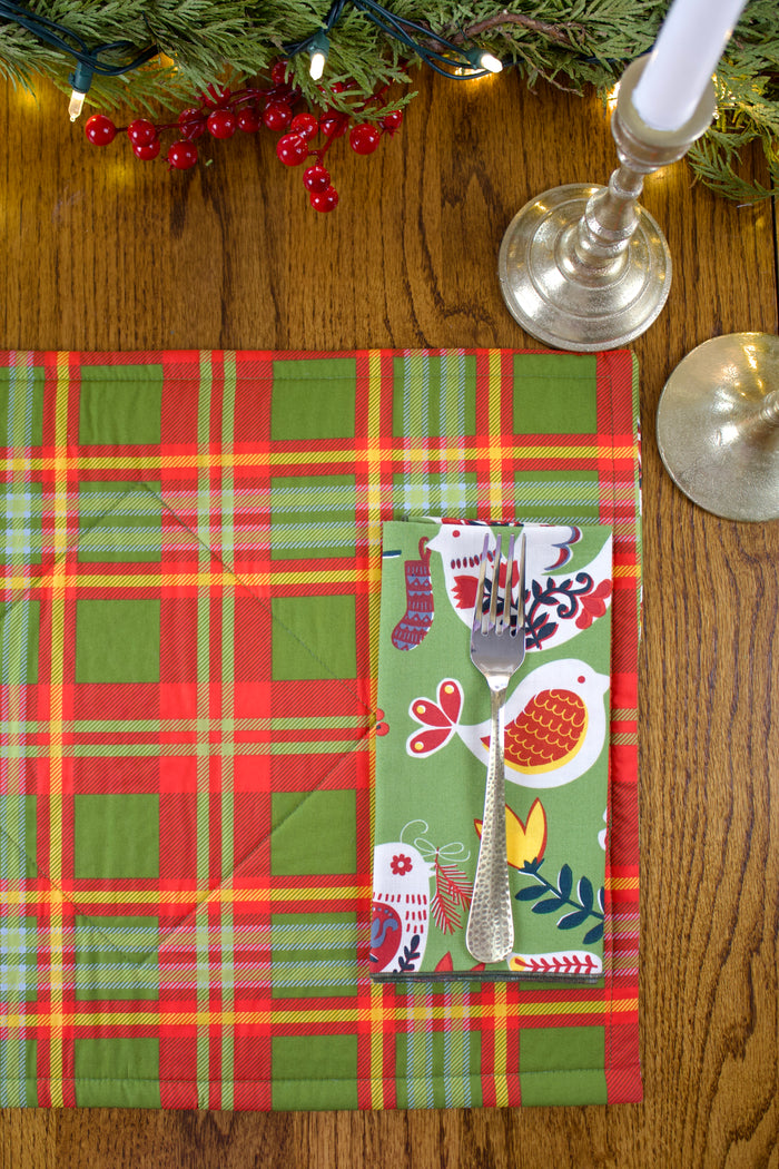 Scandi Partridge and Plaid Placemats