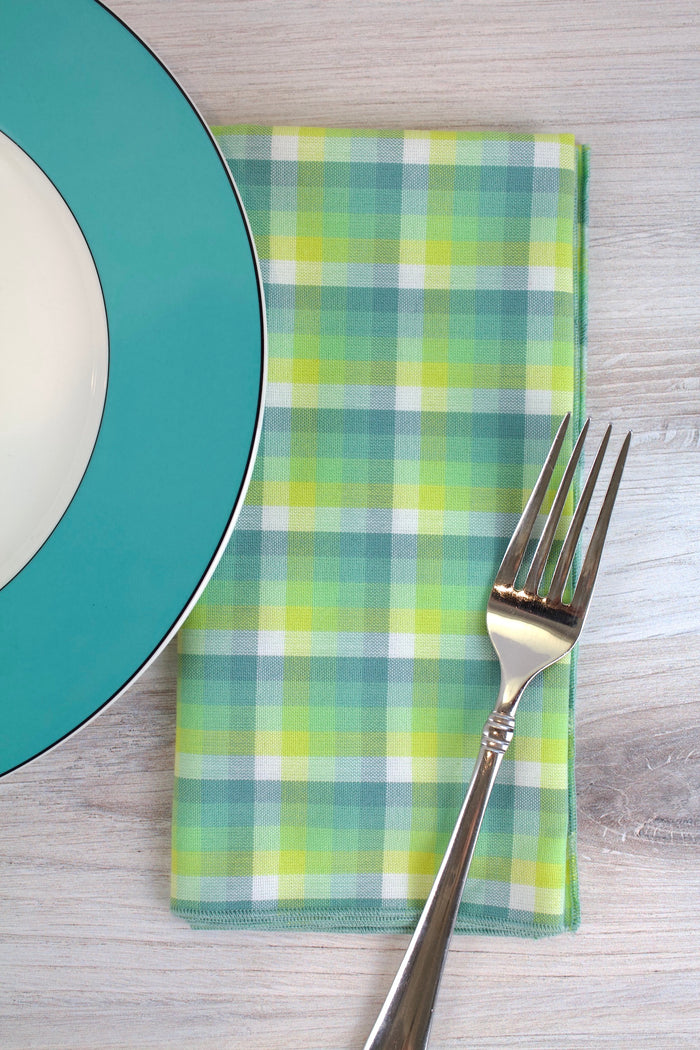 Seafoam Woven Gingham Napkins