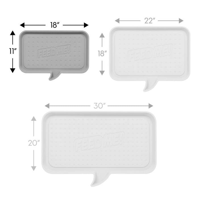 Small "FEED ME" Feeding Mat for Dog or Cat, Light Gray - IRIS USA, Inc.