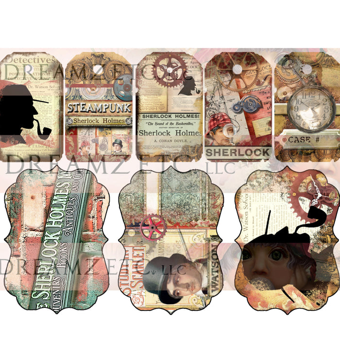 Steampunk Sherlock Digital Paper Ephemera Pack