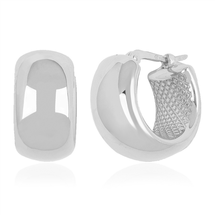 Sterling Silver 15Mm Plain Band Hoop Earrings