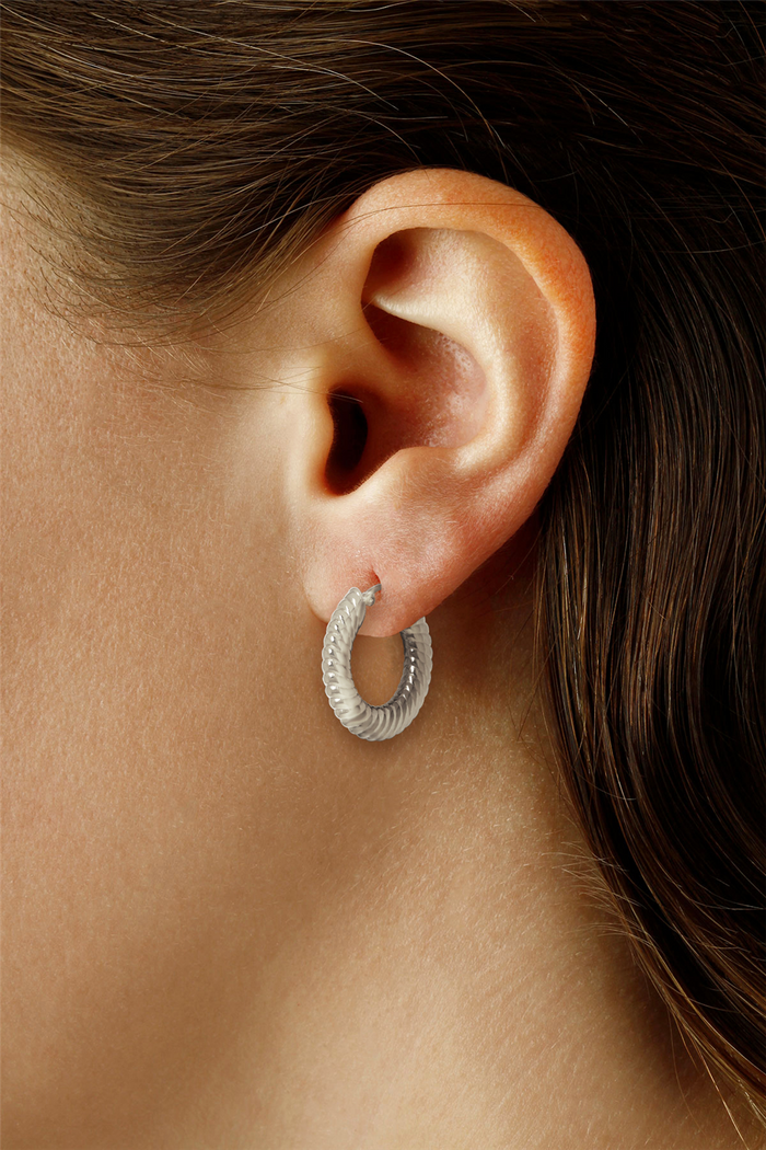 Sterling Silver Flat Spiral Twist Hoop Earrings