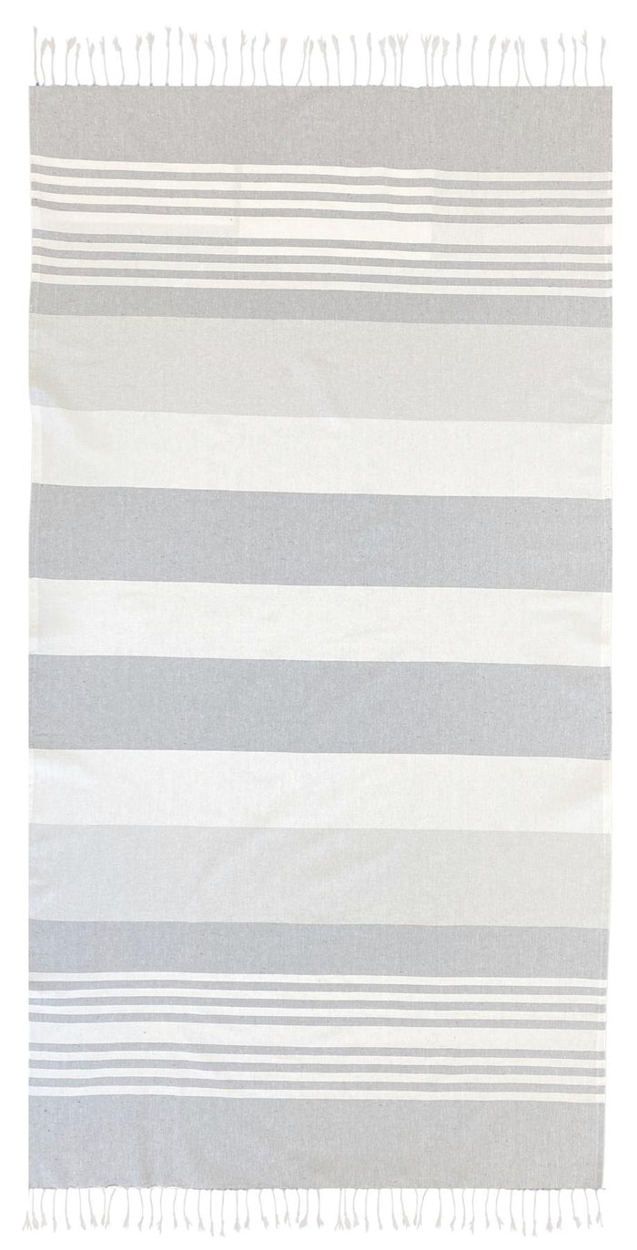 Striped Hammam Towel 90x170cm, Mia Stripe Grey & Dark Grey