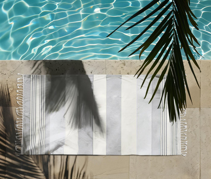 Striped Hammam Towel 90x170cm, Mia Stripe Grey & Dark Grey