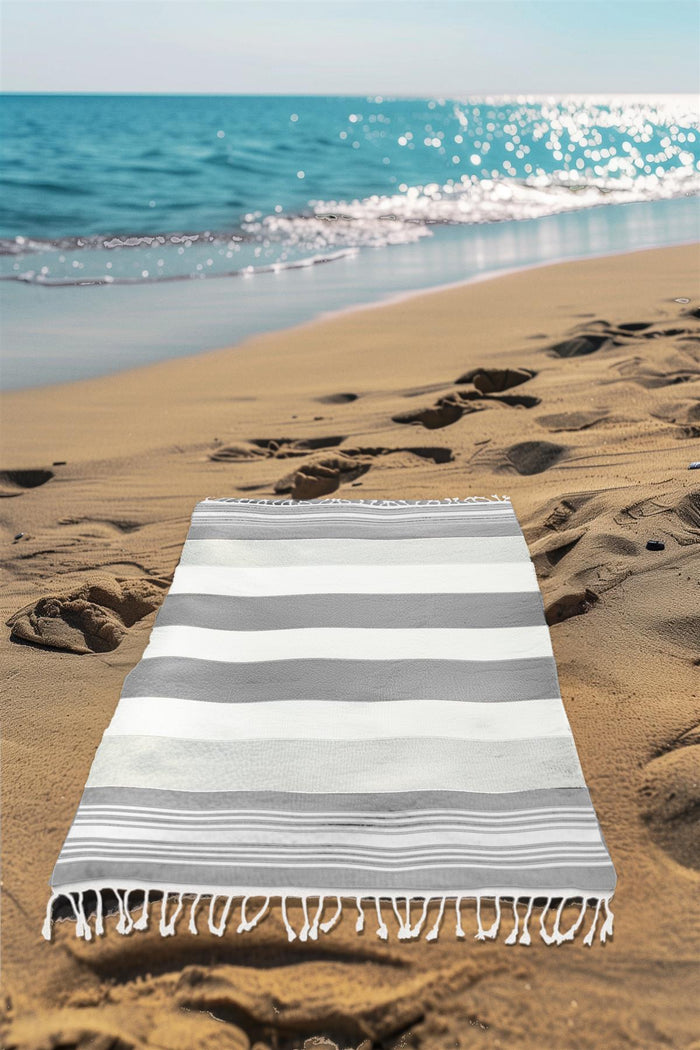 Striped Hammam Towel 90x170cm, Mia Stripe Grey & Dark Grey