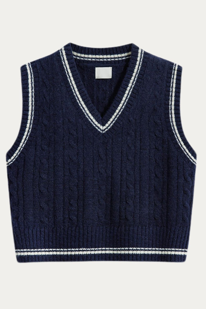 Sylvie Navy Cable Knit Sweater Vest