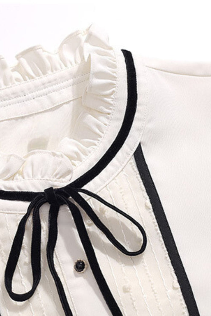 Talian White Tie Neck Blouse
