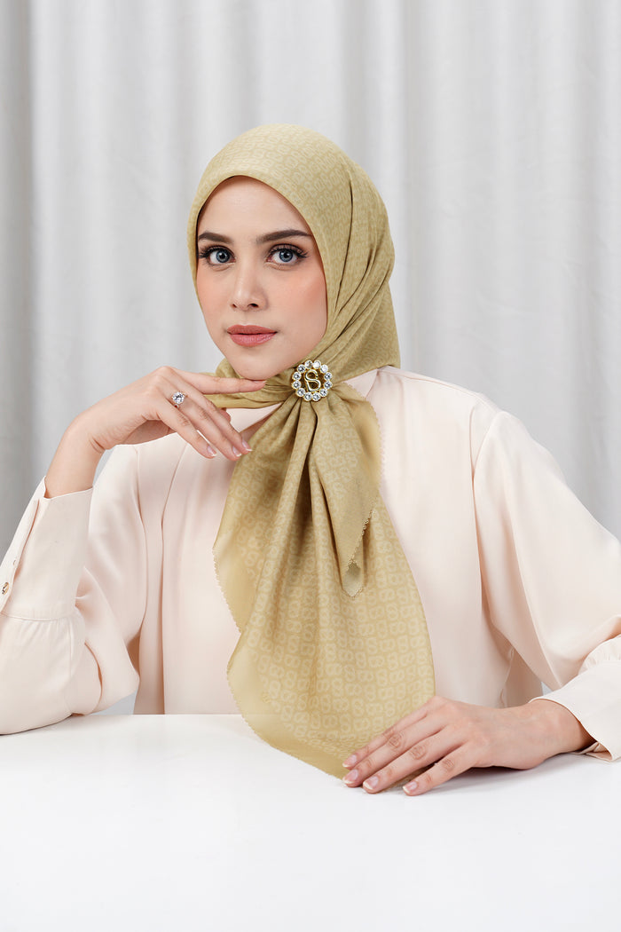 tapis square scarf in rattan by buttonscarves front view