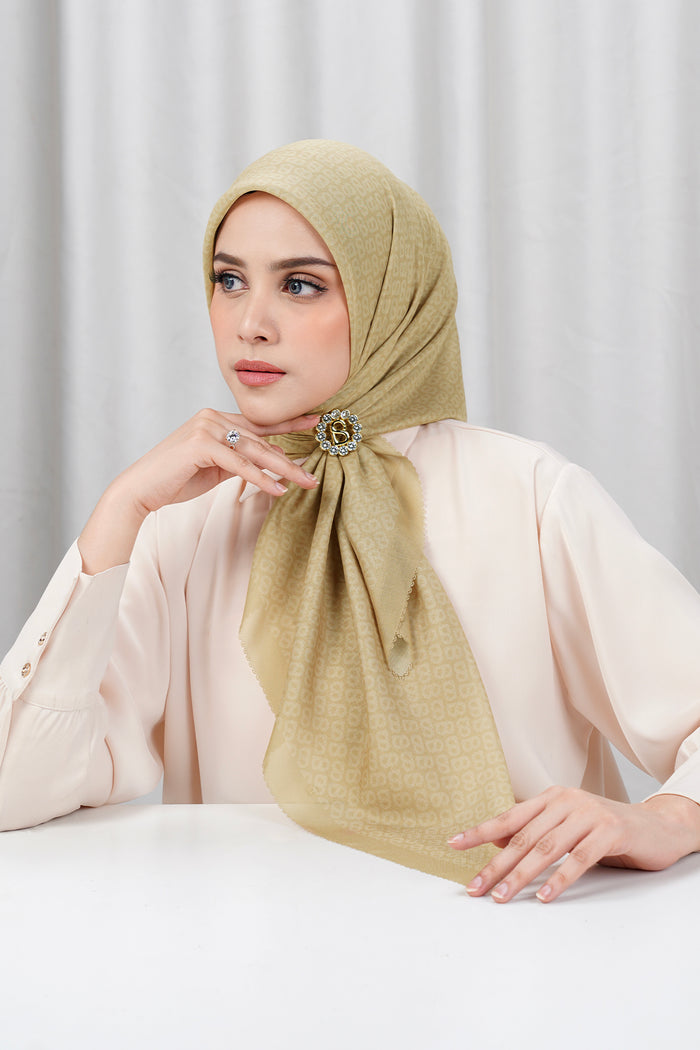 tapis square scarf in rattan by buttonscarves side view
