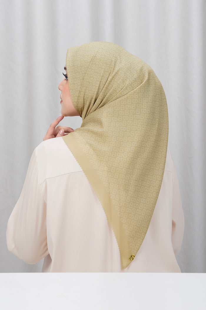 tapis square scarf in rattan by buttonscarves back view