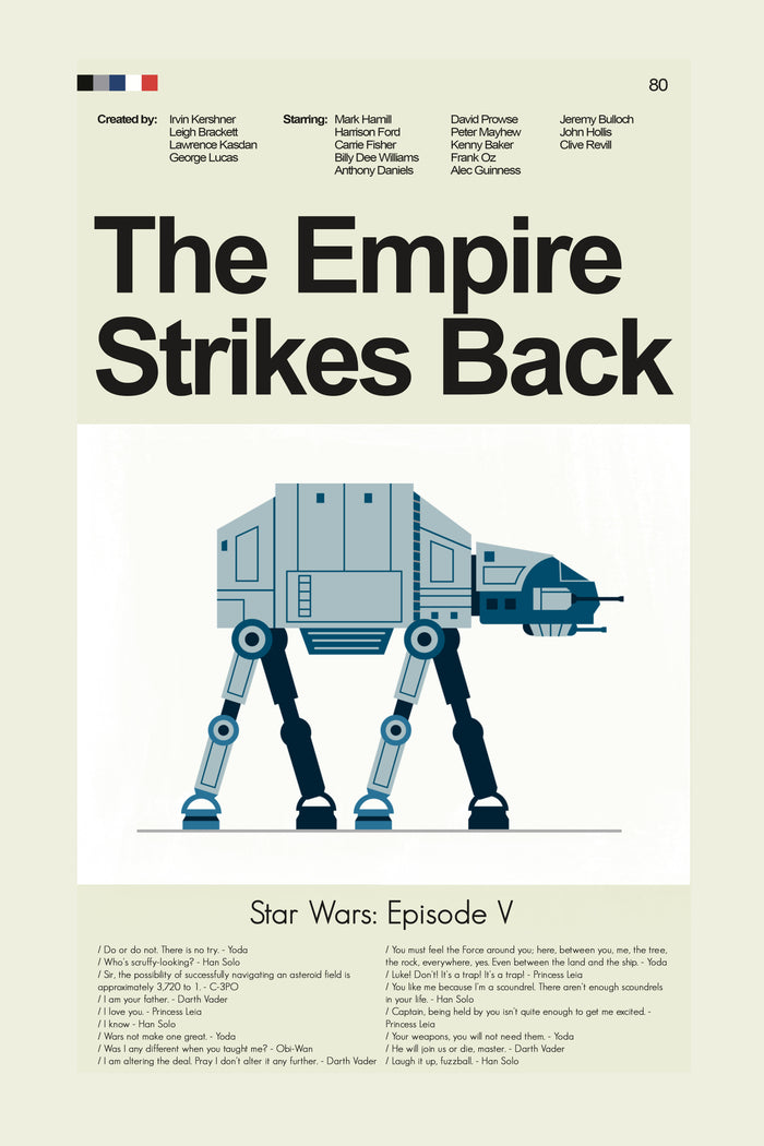 The Empire Strikes Back (Star Wars Episode V) Inspired Mid-Century Modern Print | 12"x18" or 18"x24" Print only