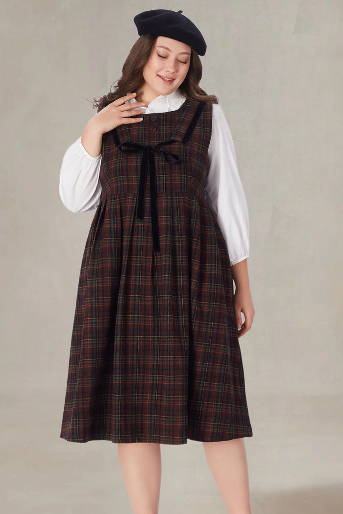 Thomasina Plus Size Plaid Pinafore Dress