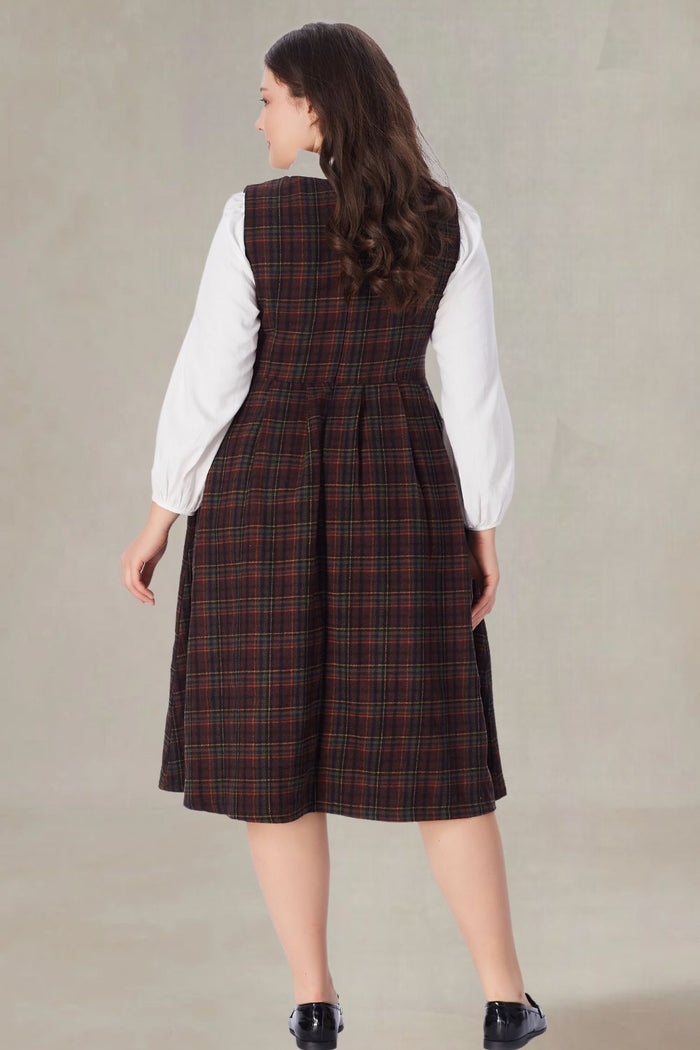 Thomasina Plus Size Plaid Pinafore Dress