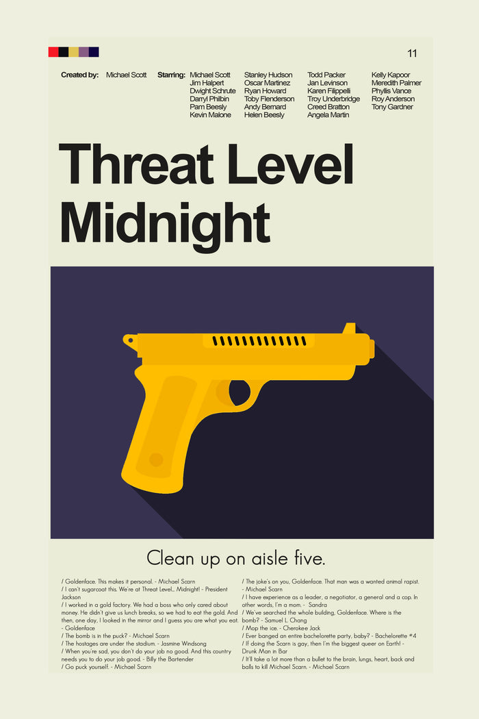 Threat Level Midnight Inspired Mid-Century Modern Print | 12"x18" or 18"x24" Print only