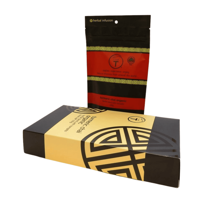 Turmeric Chai Organic Gift Box side view | tea gift New Zealand | t leaf T