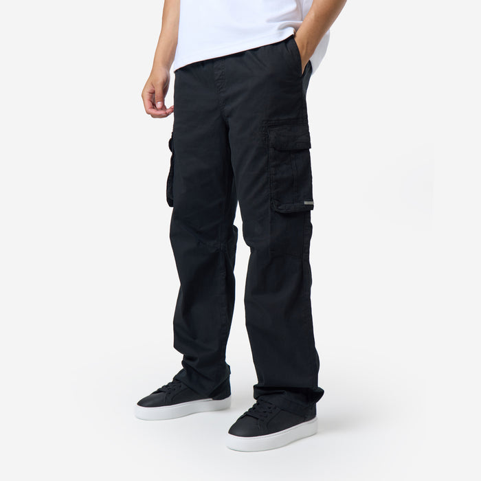 Twill Open Hem Cargo Pant | Black