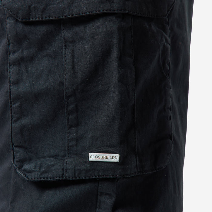 Twill Open Hem Cargo Pant | Black