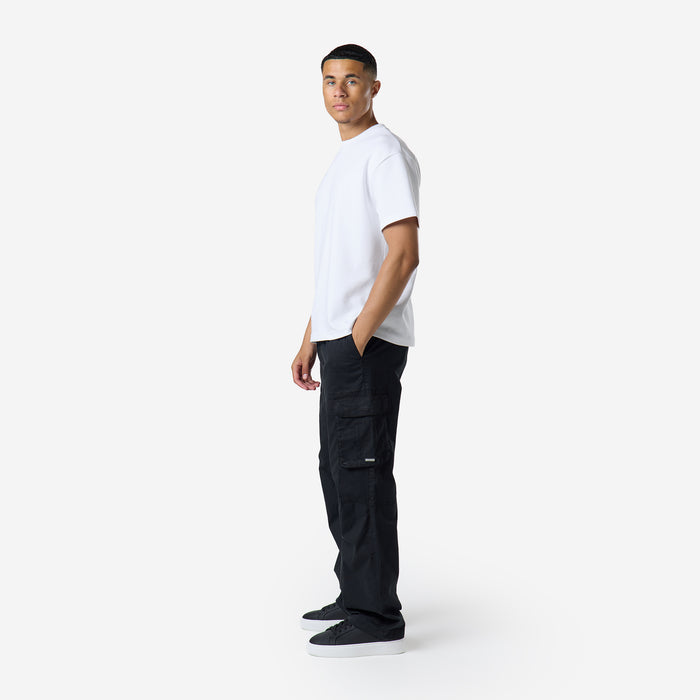Twill Open Hem Cargo Pant | Black