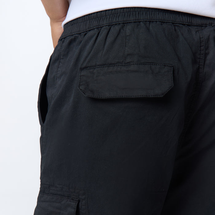 Twill Open Hem Cargo Pant | Black