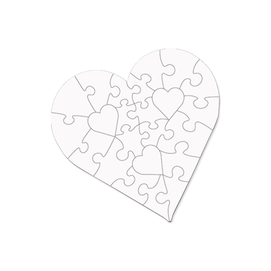 Unisub Heart Sublimation 23 piece Hardboard Puzzle - Gloss White/Raw Back - HeatPressNation