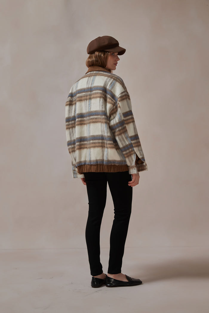 Ursula Plaid Wool Padded Jacket-DAStyle
