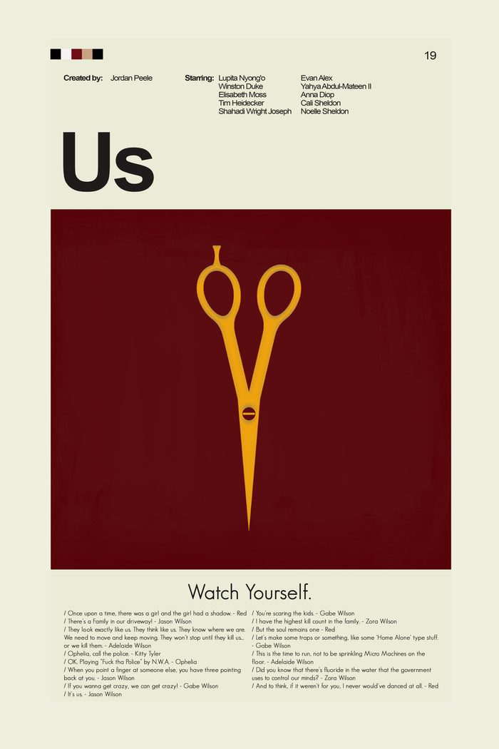 Us (Jordan Peele) Inspired Mid-Century Modern Print | 12"x18" or 18"x24" Print only