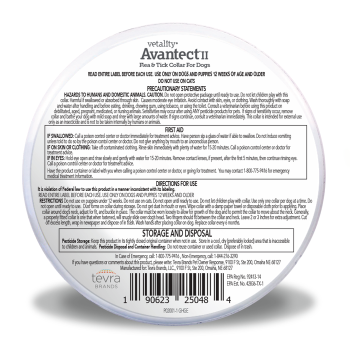 Vetality Avantect II Flea & Tick Collar for Dogs 1ea/26 in, 2 ct