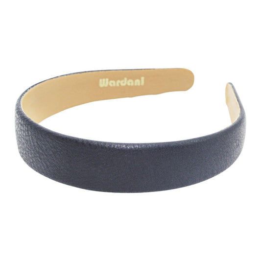 1" leather headband in navy