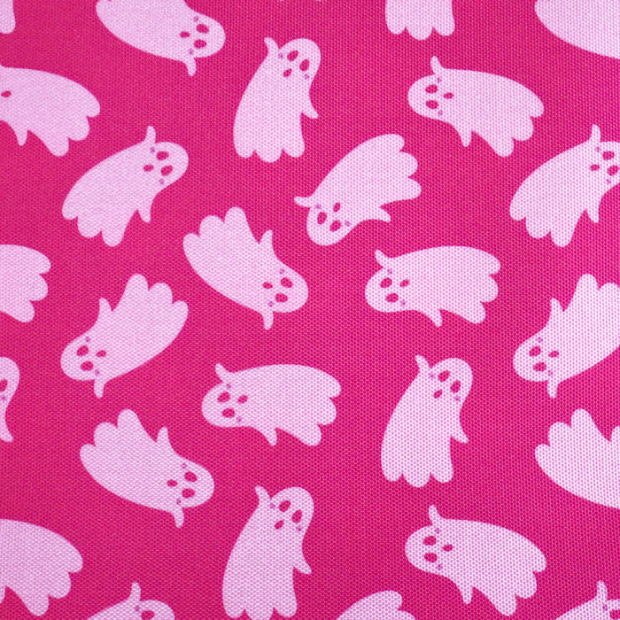 This printed WPC-Lite has ghosts that are featured in light pink on top of a deeper pink background.