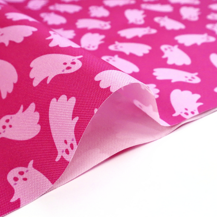 This printed WPC-Lite has ghosts that are featured in light pink on top of a deeper pink background.