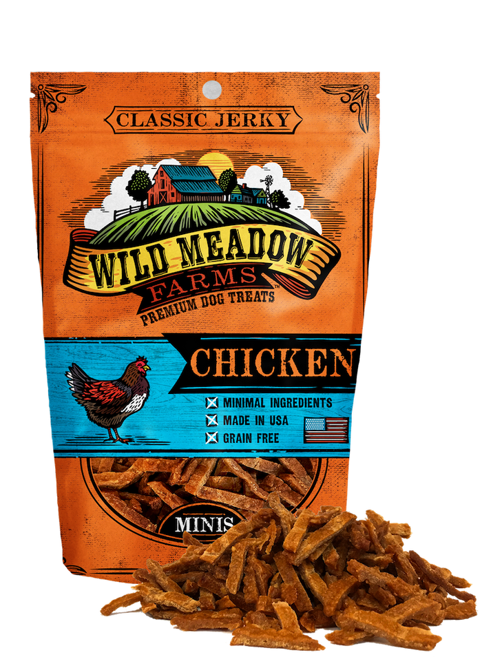 Wild Meadow Farms - Classic Chicken Minis - USA Made Soft Jerky Training Treats for Dogs- 4oz