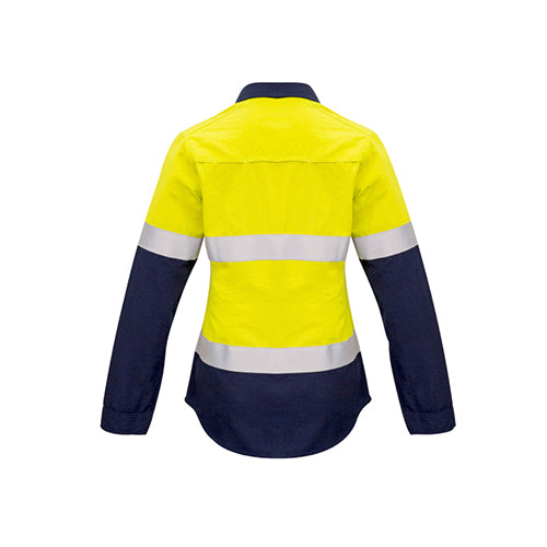Womens Closed Front Hoop Taped Spliced Shirt | ZW131