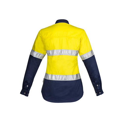 Womens Hi Vis Spliced Industrial Long Sleeve Cotton Shirt | ZWL123