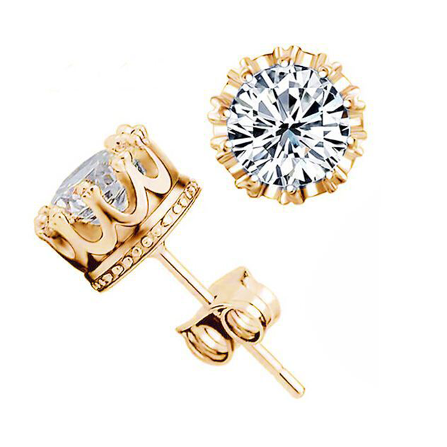 Zircona Crystal Inlaid Stud Earrings